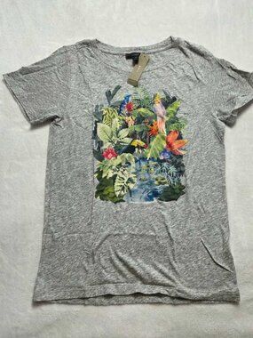 New XS S M Marcel George for J.Crew jungle birds watercolor t-shirt